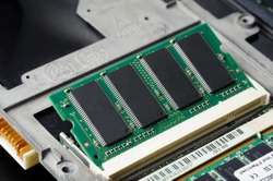 closeup details of computer memory (RAM)