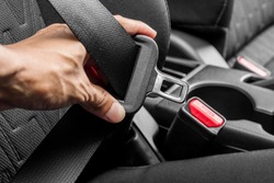 closeup automobile safety belt (seat belt)