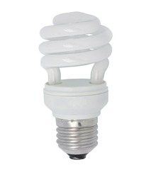 close up the energy saving lamp on a white background