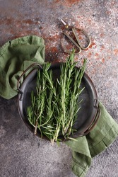fresh organic bunch of rosemary on the table