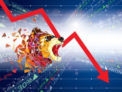 Bearish symbols on stock market vector illustration. vector Forex or commodity charts, on abstract background. The symbol of the the Bear. The stock market down turn