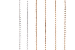 White and yellow gold chains isolated on white background.
