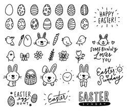 Vector illustration of various easter doodles