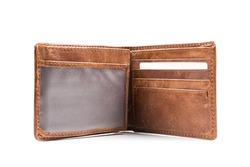 New leather wallet isolated on white background