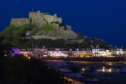 Gorey with Mont Orgueil Castle at night