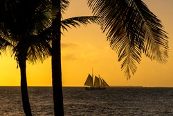 Sunset in Keywest with a Sailboat