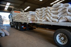 Warehouse grain in Africa with food for people during food crisis for Ukraine war