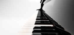 Classic grand piano keyboard close-up