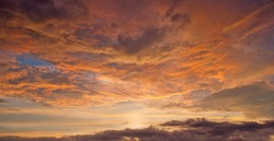 panorama of a beautiful sunset clouds