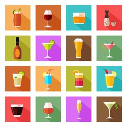 A vector illustration of alcohol drink glasses icons
