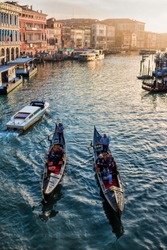 Grand Canal with gondolas in venice, italy