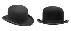 Two stylish black bowler hat isolated with clipping path