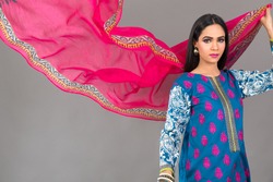 Indian female Fashion Model posing for eastern Clothes