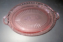 Pink Glass serving dish also known as Depression Glass   Circa 1930