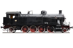 Train, old locomotive isolated on white, clipping path included