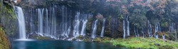 Panorama of Shiraito waterfall in Fujinomiya, Shizuoka, Japan.
