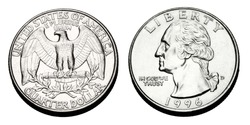 A United states Quarter dollar.