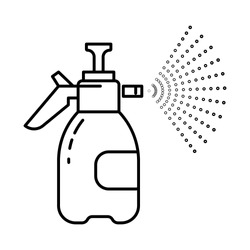 Garden hand compression sprayer with pump isolated line icon vector. Spray bottle, spraying garden plants, gardening or farming, agricultural equipment. Atomizer or pulverizer outline symbol