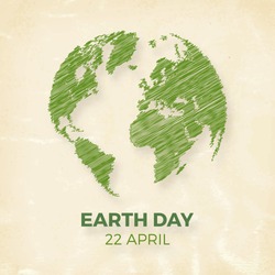 Earth day, April 22, graphic illustration poster