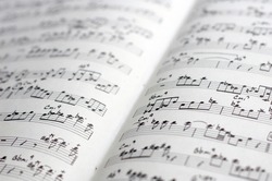 close-up of sheet music of a transcription of a jazz improvisation