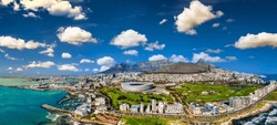 aerial view of Cape Town city in Western Cape province in South Africa , international iconic destination