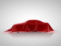 red car presentation on a white background