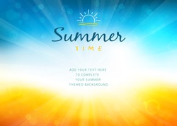Summer time background with text - illustration. Vector illustration of a glowing Summer time background.