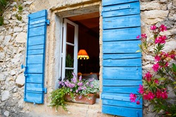 Part of provencal house of small typical town in Provence, France. Beautiful village, with french cute details