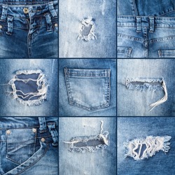 set of textures ripped jeans