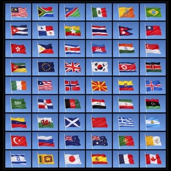 A collection of national flags from countries around the world.
