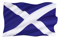 The flag of Scotland - also known as St Andrews Cross or the Saltire - isolated on a white background.