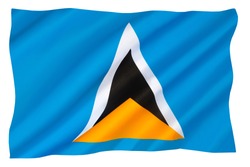 The national flag of the Caribbean island of Saint Lucia - Adopted in 1967