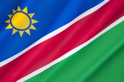 Flag of Namibia - The flag of Namibia was adopted on 21st March 1990 following independence from South Africa. 