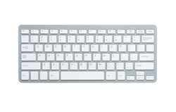Modern aluminum computer keyboard isolated on white background with cliping path
