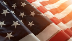 Close up of american flag with copy space