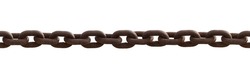 Close up of seamless old rusty chain isolated on white background