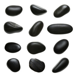 Set of massage pebbles isolated on white background