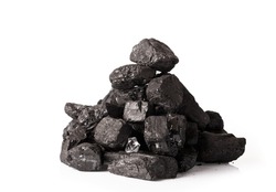 Pile of coal isolated on white background
