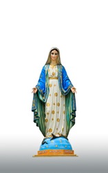 Virgin mary statue isolated on white background