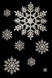 Snowflakes on black background