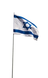 Waving Flag of Israel isolated on a white background