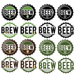 set of vintage beer labels