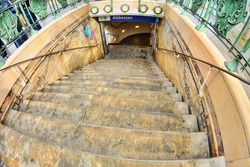 Stairs of the abbesses subway station in Montmartre, Paris