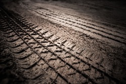dirt wheel track on earth