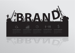 Construction site crane building brand text idea concept, Vector illustration template design