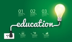 Education concept, Creative light bulb idea abstract infographic  layout, diagram, step up options, Vector illustration modern design template