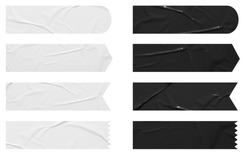 Set of banner Black and White stickers mock up. Blank tags labels of different shapes, isolated on white background with clipping path