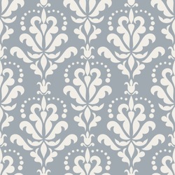 Damask beautiful background with rich, old style, luxury ornamentation, blue fashioned seamless pattern, royal vector wallpaper, floral wrapping paper, swatch fabric for decoration and design