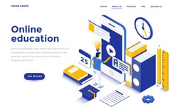 Modern flat design isometric concept of Online Education for website and mobile website. Landing page template. Easy to edit and customize. Vector illustration