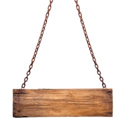 The wooden sign on the chain. Isolation is not white